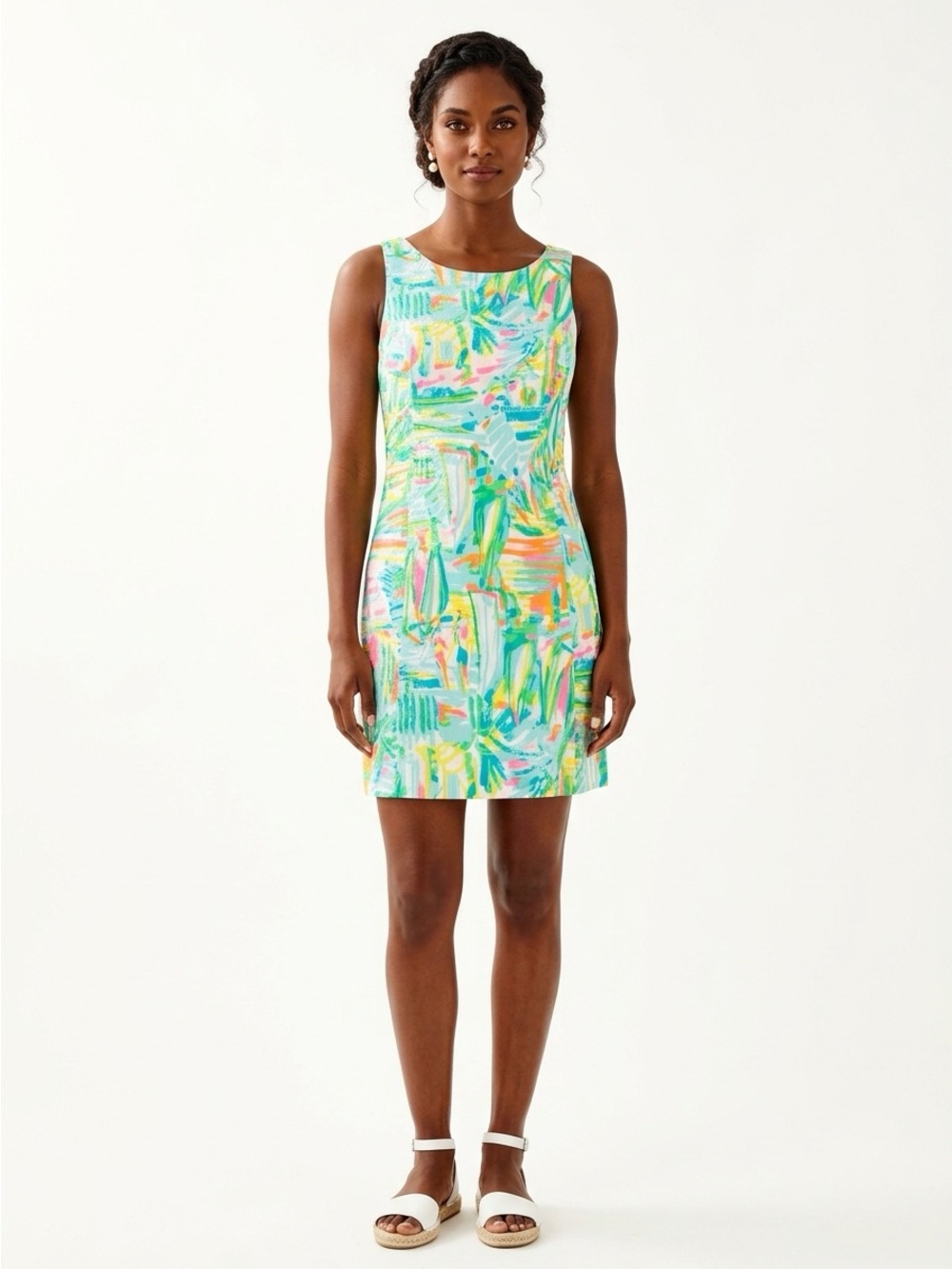 Lilly Pulitzer Tie Back Cutout Shift Dress Abstract Multicolor Size 14
